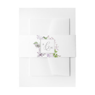 Rustic Lilac Monogram Wedding Invitation Belly Band