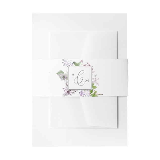 Rustic Lilac Monogram Wedding Invitation Belly Band (Front Example)