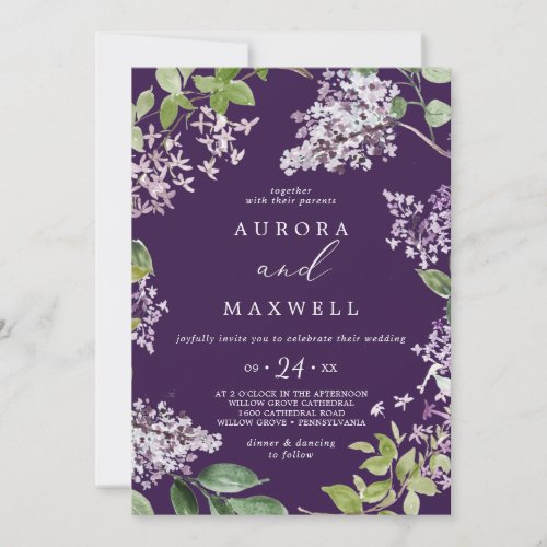 Rustic Lilac  Purple Casual Wedding Invitation