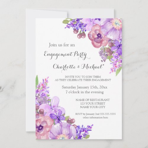 Rustic Lilac Purple Engagement Party Invitations