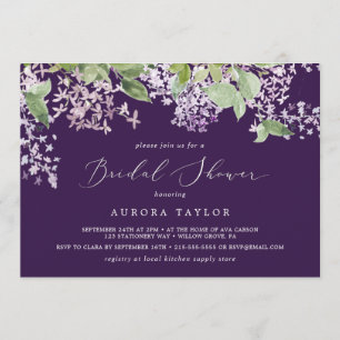 Rustic Lilac Purple Horizontal Bridal Shower Invitation