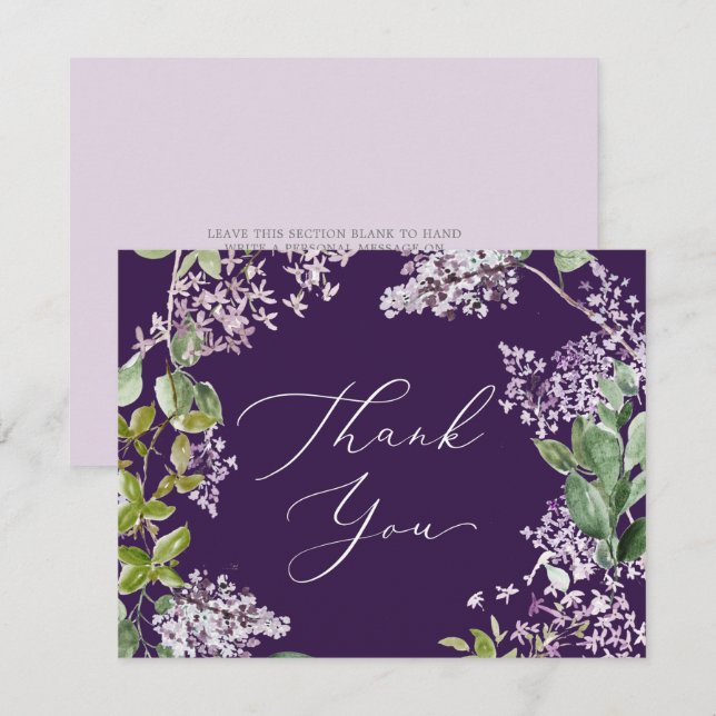 Rustic Lilac | Purple Thank You Card (Front/Back)