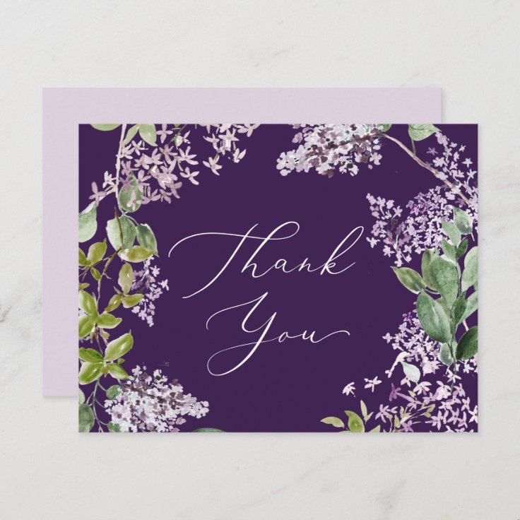 Rustic Lilac | Purple Thank You Card | Zazzle