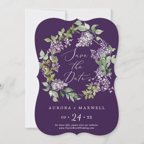 Rustic Lilac  Purple Wedding Save The Date