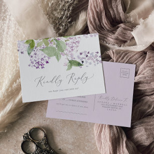 Rustic Lilac Song RSVP Postcard