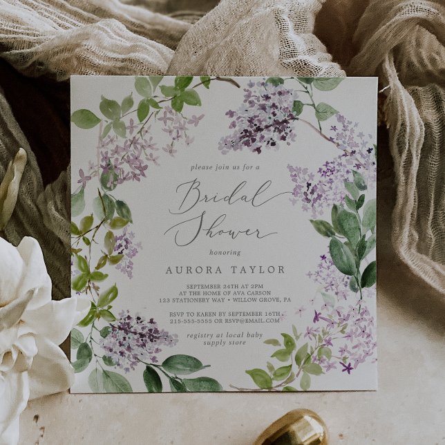 Rustic Lilac Square Bridal Shower Invitation (Creator Uploaded)