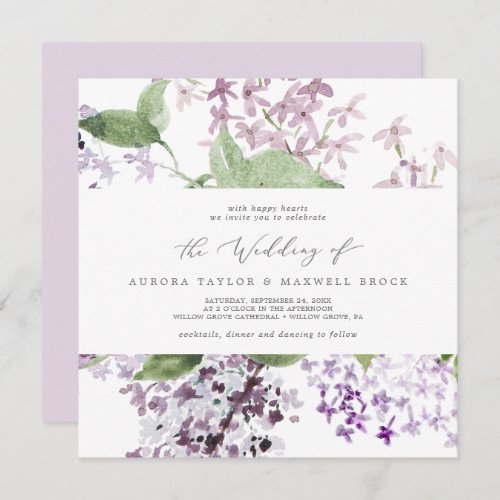 Rustic Lilac Square Wedding Invitation