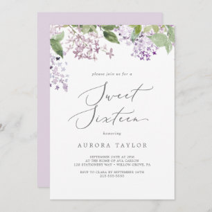Rustic Lilac Sweet Sixteen Birthday Invitation