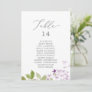 Rustic Lilac Table Number Seating Chart Cards