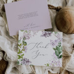 Rustic Lilac Thank You Card<br><div class="desc">This rustic lilac thank you card is perfect for a spring or summer wedding. The romantic and elegant floral design features watercolor purple lilac wildflowers with a boho country garden feel. Personalize the back of the card with your names, and a thank you message. Alternatively, leave the thank you message...</div>