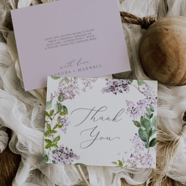 Rustic Lilac Thank You Card