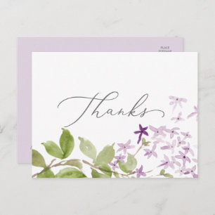 Rustic Lilac Thanks Postcard