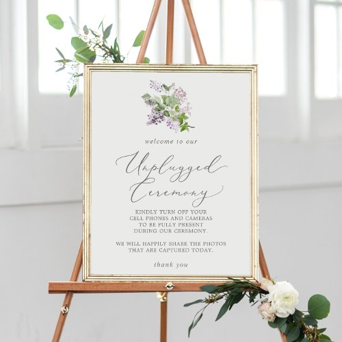 Rustic Lilac Unplugged Ceremony Poster