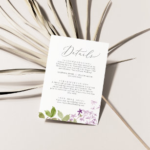 Rustic Lilac Wedding Details Enclosure Card