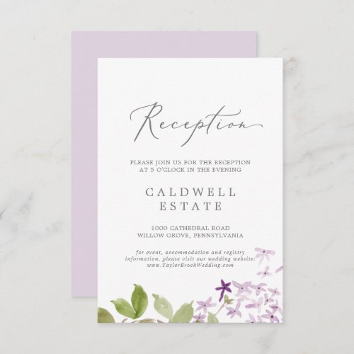 Rustic Lilac Wedding Reception Insert Card