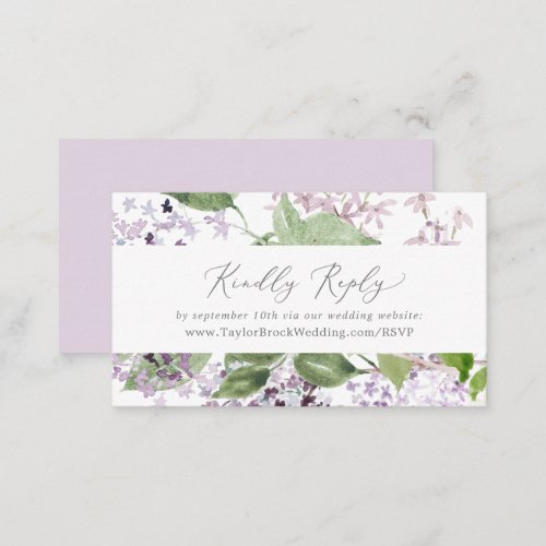 Rustic Lilac Wedding Website RSVP Enclosure Card