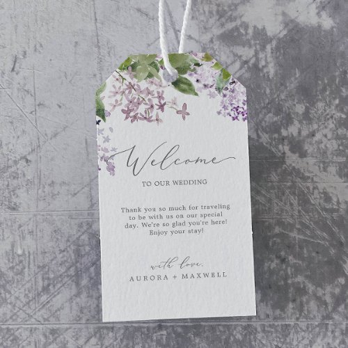 Rustic Lilac Wedding Welcome Gift Tags