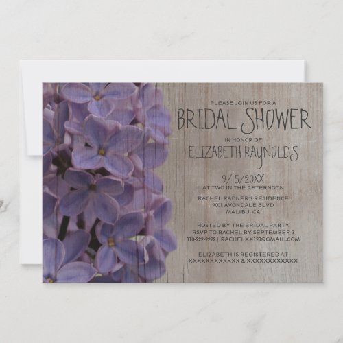 Rustic Lilacs Bridal Shower Invitations