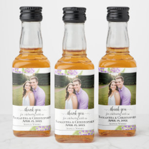 Rustic Lilacs Floral Wedding Thank You Photo Liquor Bottle Label