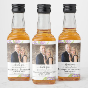 Rustic Lilacs Floral Wedding Thank You Photo Liquor Bottle Label