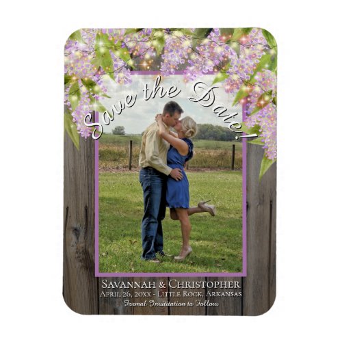 Rustic Lilacs Lights  Photo Wedding Save the Date Magnet