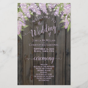 Rustic Lilacs on Barn Wood Budget Wedding Program