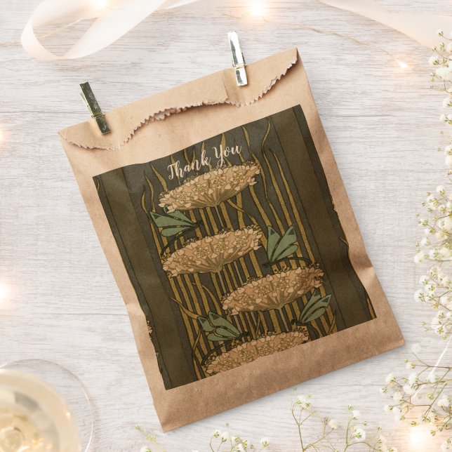 Rustic Lilypad Art Deco Thank You Favor Bag (Clipped)