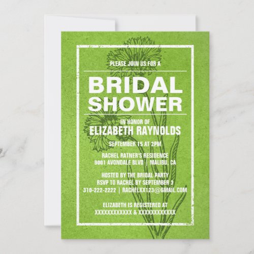 Rustic Lime Green Bridal Shower Invitations