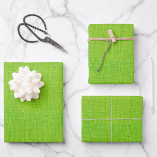 Rustic Lime Green Faux Burlap Texture Wrapping Paper Sheets