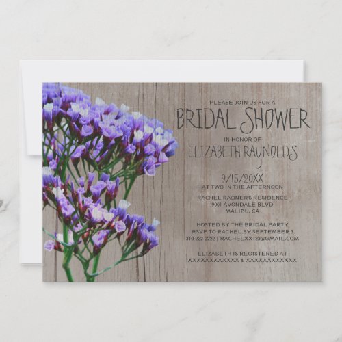 Rustic Limonium Bridal Shower Invitations