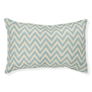 Rustic Linen Beige and Blue Chevron Pet Bed