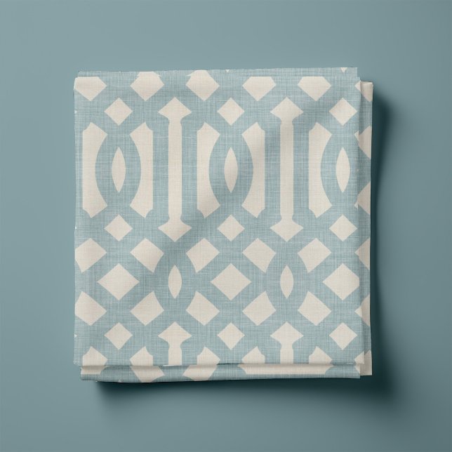 Rustic Linen Beige and Blue Trellis Fabric (Creator Uploaded)