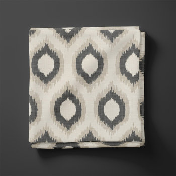 Rustic Linen Beige And Gray Ikat Print Fabric by jenniferstuartdesign at Zazzle