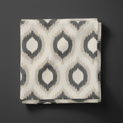 Rustic Linen Beige and Gray Ikat Print Fabric | Zazzle