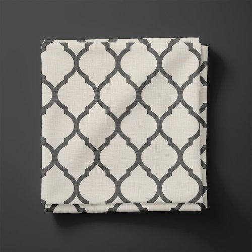 Rustic Linen Beige and Gray Moroccan Quatrefoil Fabric