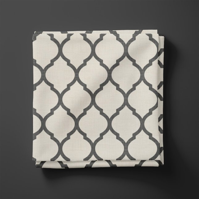 Rustic Linen Beige and Gray Moroccan Quatrefoil Fabric (Creator Uploaded)