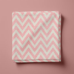 Rustic Linen Beige and Pink Chevron Fabric