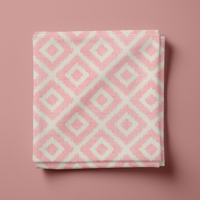 Rustic Linen Beige and Pink Ikat Diamonds Fabric (Creator Uploaded)