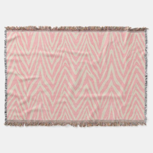 Rustic Linen Beige and Pink Zebra Print Throw Blanket