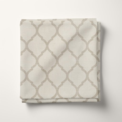 Rustic Linen Beige and Taupe Moroccan Quatrefoil Fabric