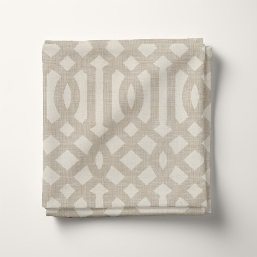 Rustic Linen Beige and Taupe Trellis Fabric
