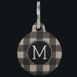 Rustic Linen Black Buffalo Plaid gingham Monogram Pet Name Tag<br><div class="desc">A rugged and masculine design with an area for monograms. A classic, traditional pattern that has been around for years. If you need to adjust the artwork or change the font, you can click on the customize area. This will take you to the design tool where you can make many...</div>