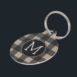 Rustic Linen Black Buffalo Plaid gingham Monogram Pet Name Tag<br><div class="desc">A rugged and masculine design with an area for monograms. A classic, traditional pattern that has been around for years. If you need to adjust the artwork or change the font, you can click on the customize area. This will take you to the design tool where you can make many...</div>