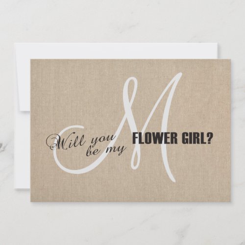 Rustic Linen Canvas Wedding Be My Flower Girl Invitation