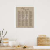 Rustic Linen Canvas Wedding Monogram Seating Chart (Kitchen)