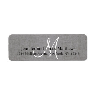 Rustic Linen Gray Monogram for Weddings Label