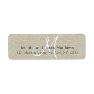 Rustic Linen, Grey Monogram for Weddings Label