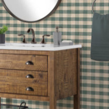 Rustic Linen Look Buffalo Check Plaid Blue n Tan