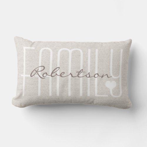 Rustic Linen Look Chic Family Lumbar Pillow