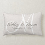 Rustic Linen Look with White Monogram Lumbar Pillow<br><div class="desc">Personalized rustic looking linen look pillow with a white monogram initial. Design is a print of artwork by Amelia Carrie. Makes a great gift for Newlyweds, Anniversaries and other special occasions. Very trendy and a nice accent piece for a bedroom, livingroom, favorite chair, etc.. Customize with names, initial and a...</div>